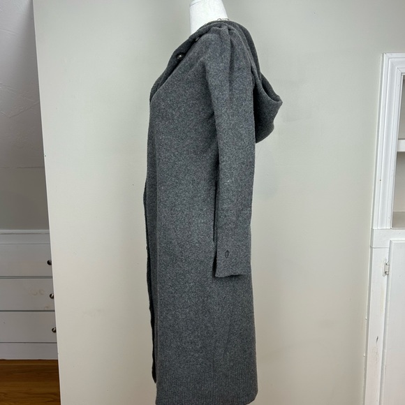 EVERLANE The Cozy Charcoal Gray Long Hooded Cardigan Maxi Duster Sweater - Picture 8 of 13